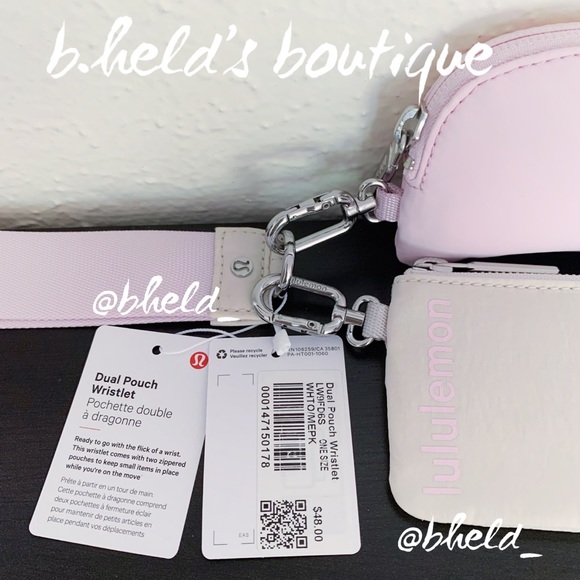 lululemon Dual Pouch Wristlet in White Opal/Meadowsweet Pink OS Brand New NWT - Picture 2 of 15